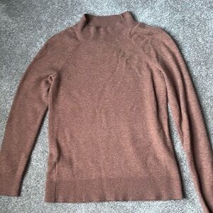 LOFT Crew Neck Long Sleeve Sweater Brown- Small